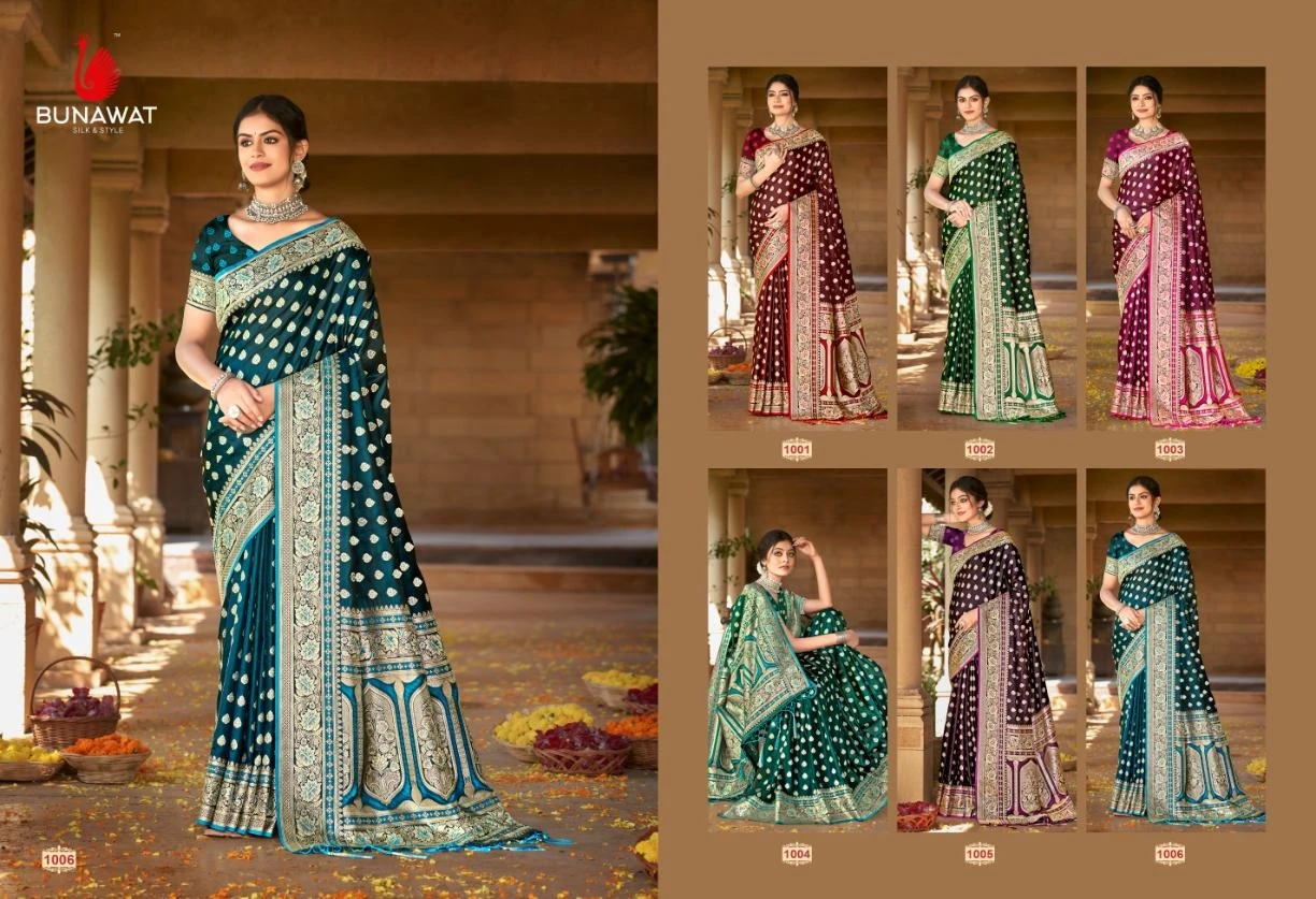 Bunawat Akshat Satin Silk Wholesale Sarees Catalog — Wholesale Sarees, MPA wholesale from Surat — view 5